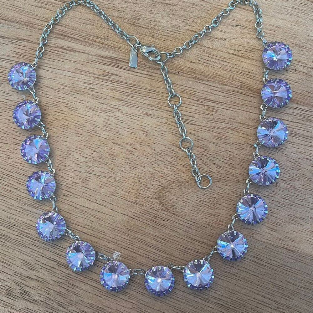 Lani purple lavender crystal necklace with silver clasp